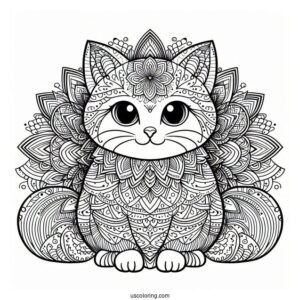 Cat Mandala Coloring In For Adults