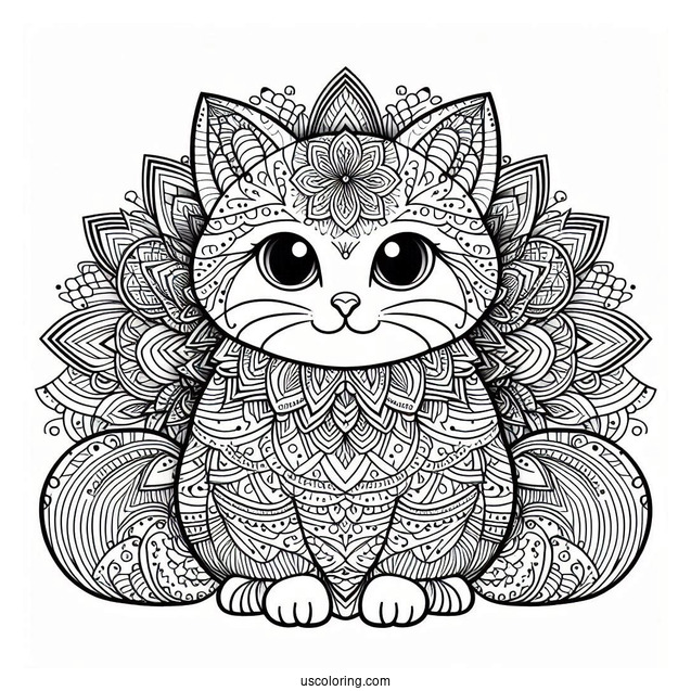 Cat Mandala Coloring In For Adults