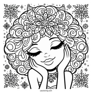 Blushing Snowflake Coloring Page For Kids