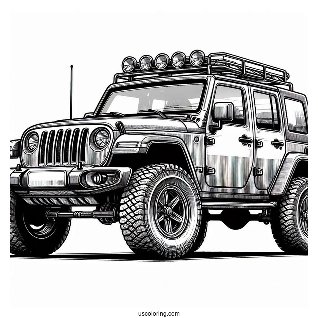 Detailed Jeep 4X4 Coloring Page