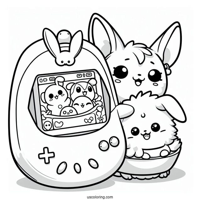 Tamagotchi Coloring Page Pets Inside The Console