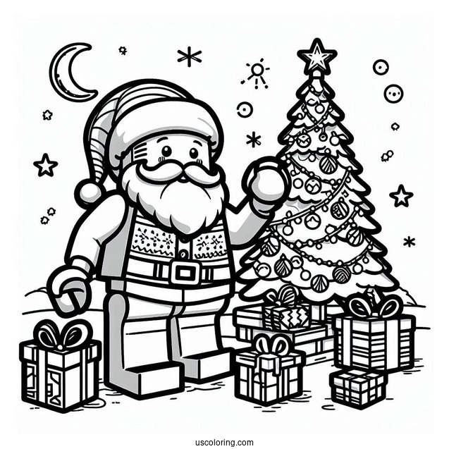 Lego Santa Claus Coloring Page