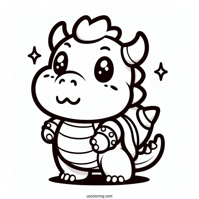Cute Baby Bowser Coloring Page For Kids