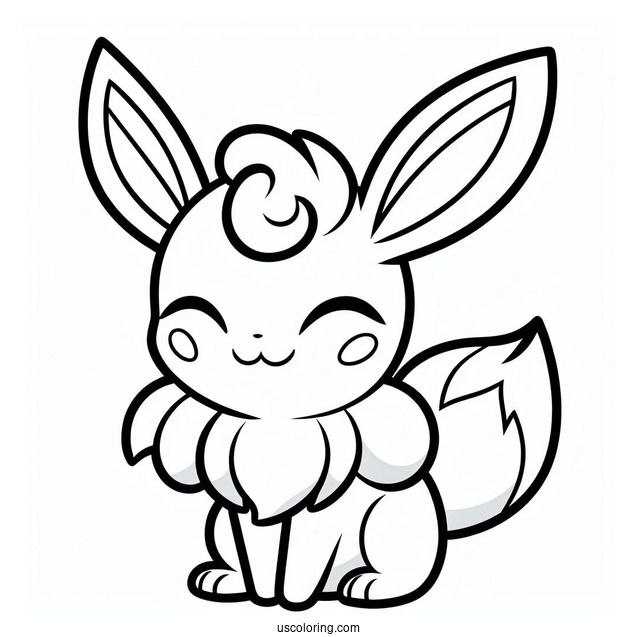 Easy Outline Of Smiling Sylveon Coloring Page For Preschoolers