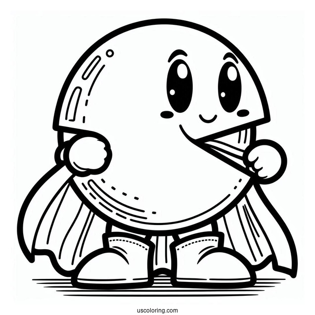 Simple Pac-Man Coloring Page With Cape For Preschoolers