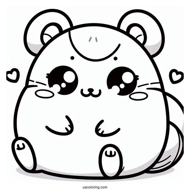 Kawaii Chubby Hamster Coloring Sheet