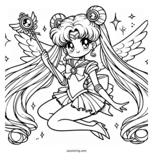 Sailor Moon With Wings And Magic Wand