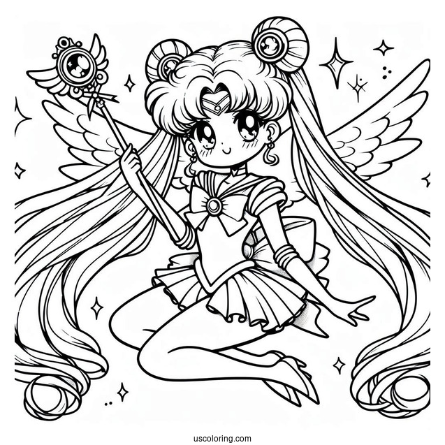 Sailor Moon With Wings And Magic Wand