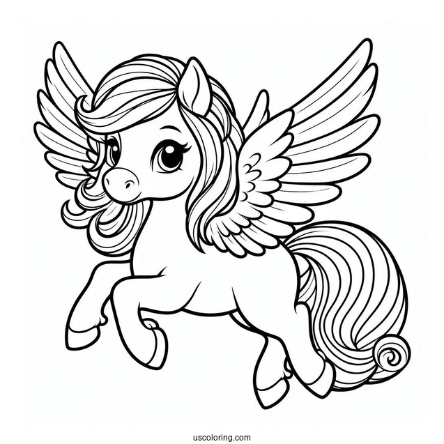 Simple Cute Pegasus Coloring Page For Kids