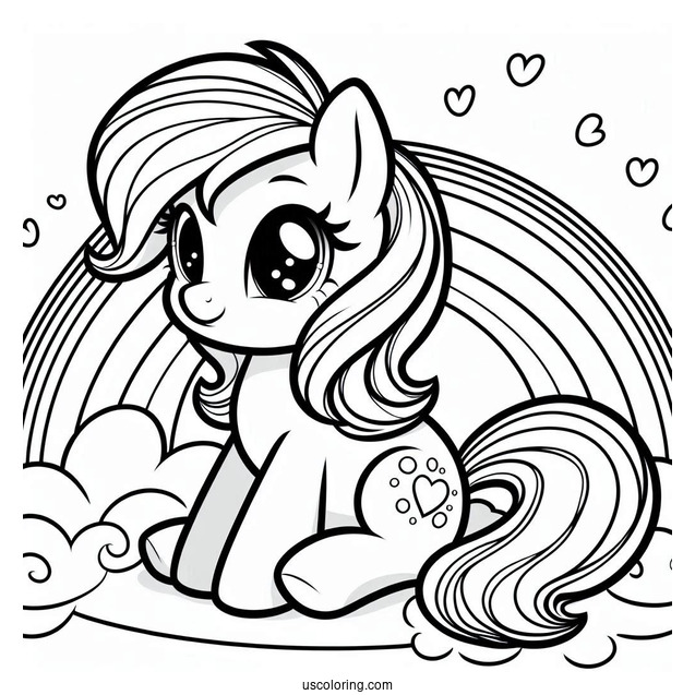 Cartoon My Little Pony Sitting On Rainbow