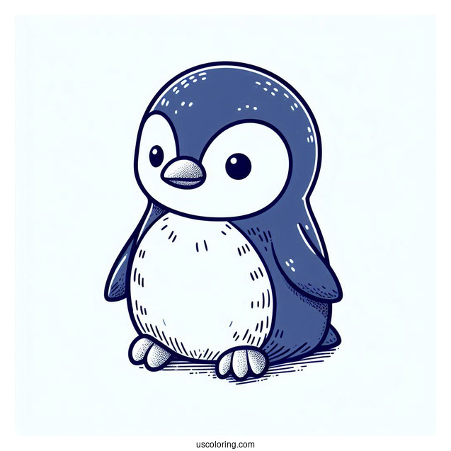 Little Blue Detailed Penguin Coloring In