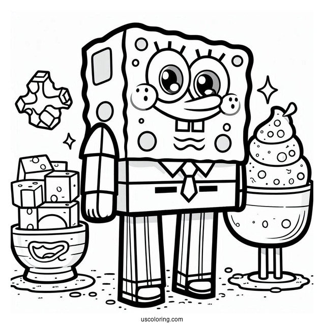 Detailed Minecraft SpongeBob Coloring Page