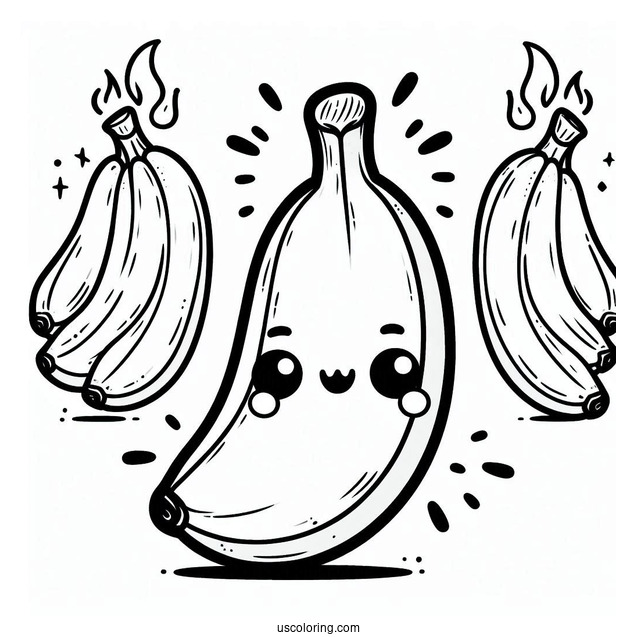 Cute Smiling Kawaii Banana Coloring