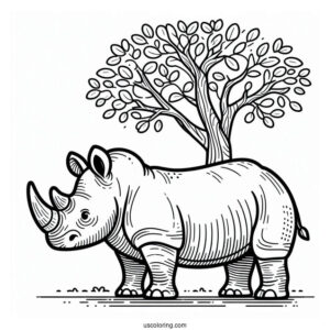 Easy Rhino Coloring Sheet For Kids
