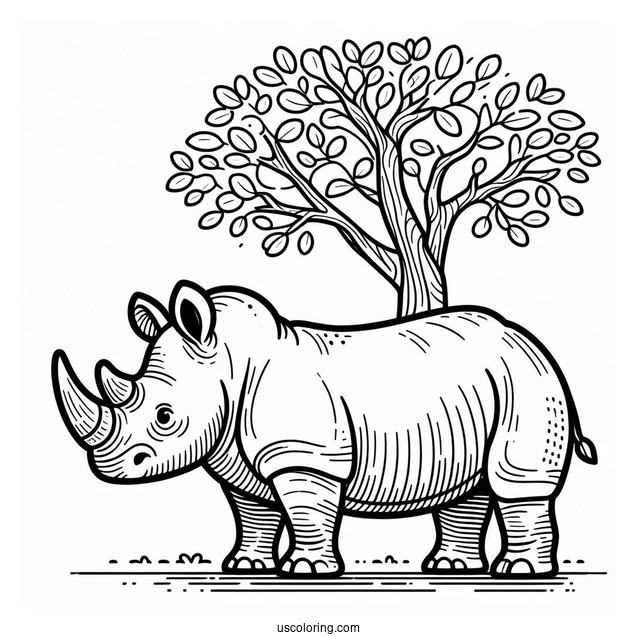 Easy Rhino Coloring Sheet For Kids