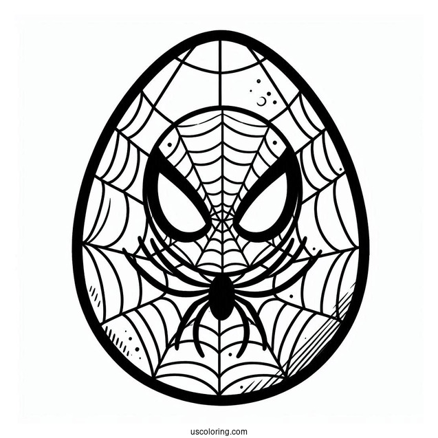 Spider Man Easter Egg With Web In Background Coloring Sheet