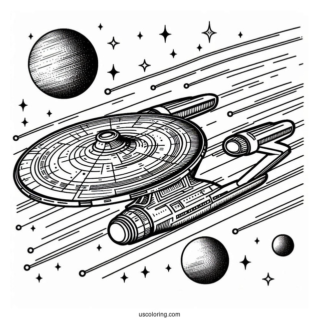 Star Trek Coloring Page Of USS Voyager