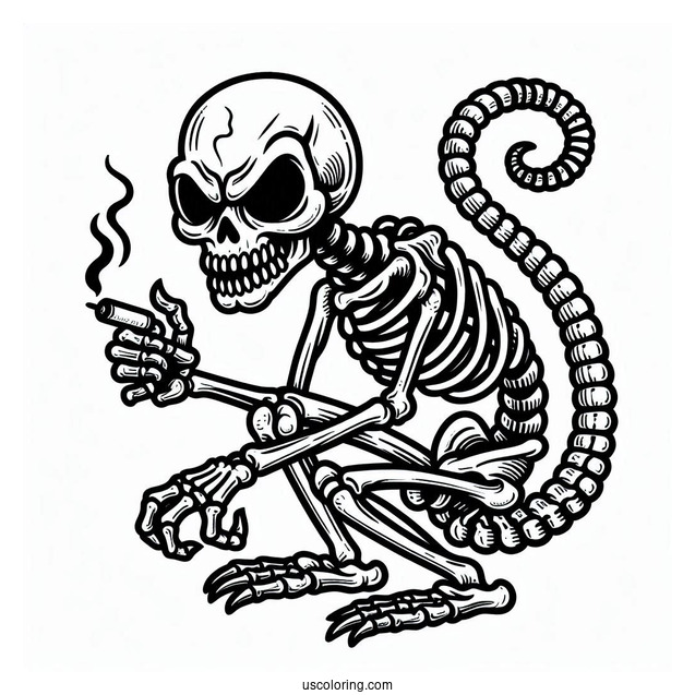 Detailed Danger Skeleton Coloring Page