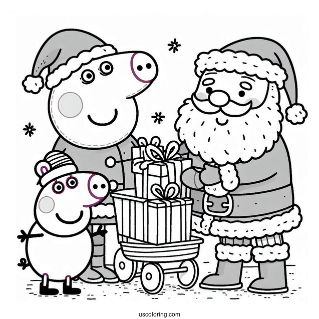 Peppa Pig And George With Santa At Christmas