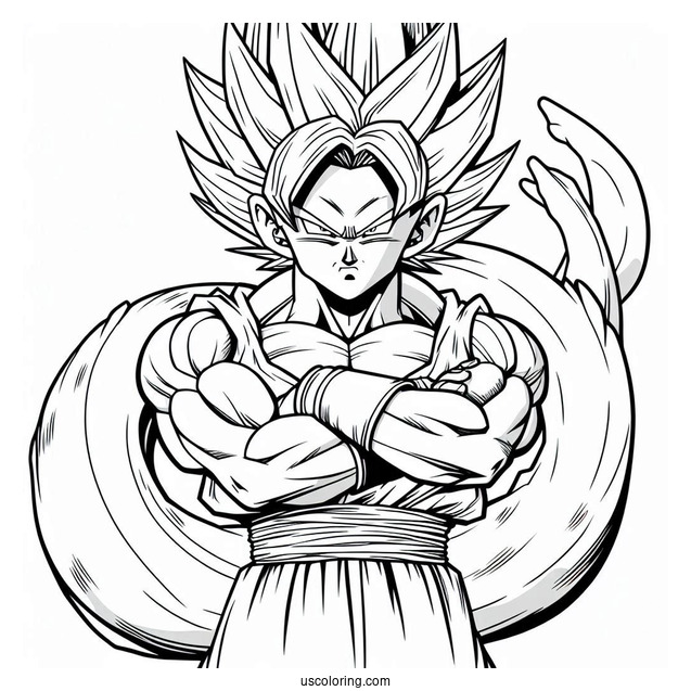 Dragon Ball Z Coloring Page Of Raditz Standing with Arms Crossed