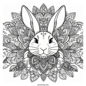 Intricate Rabbit Coloring Page Mandala