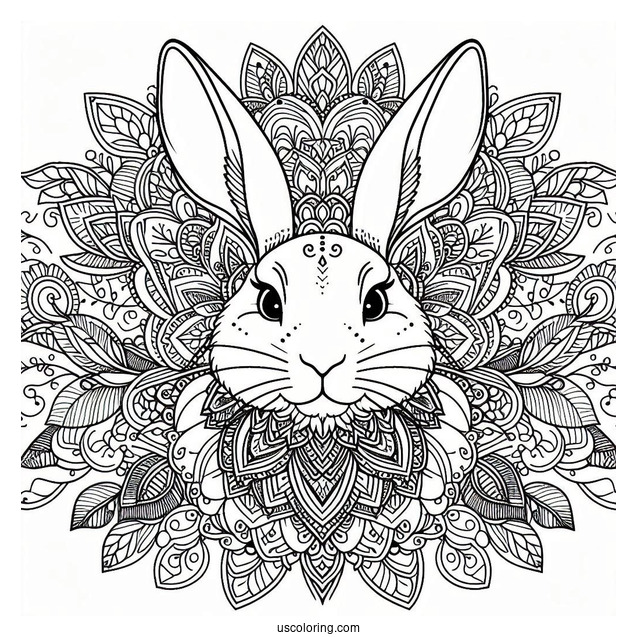 Intricate Rabbit Coloring Page Mandala