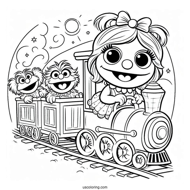 Baby Muppets Coloring Page Of Riding The Train