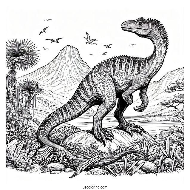 Acrocanthosurus Creeping Around The Mountain