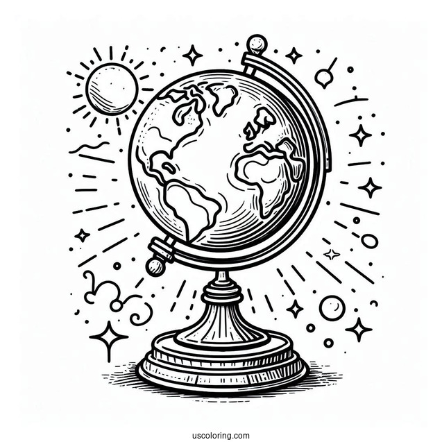 Globe Stand Coloring Page For Kids