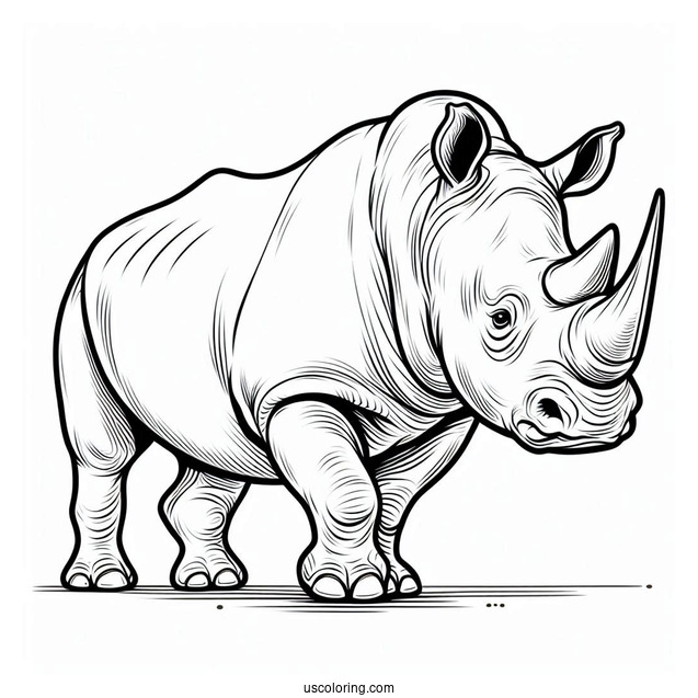 Simple Outline Of a Rhino To Color