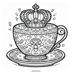 Palace Pets Coloring Page Of Detailed Teacup With Crown