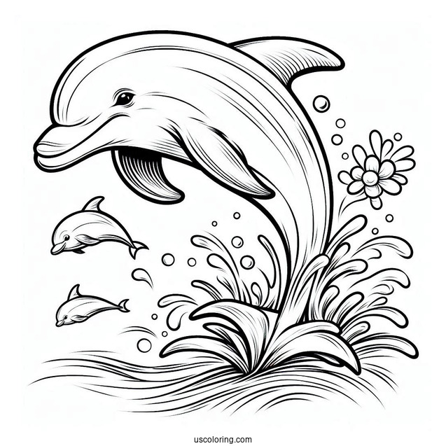 Dolphin Jumping Out Of Water To Color