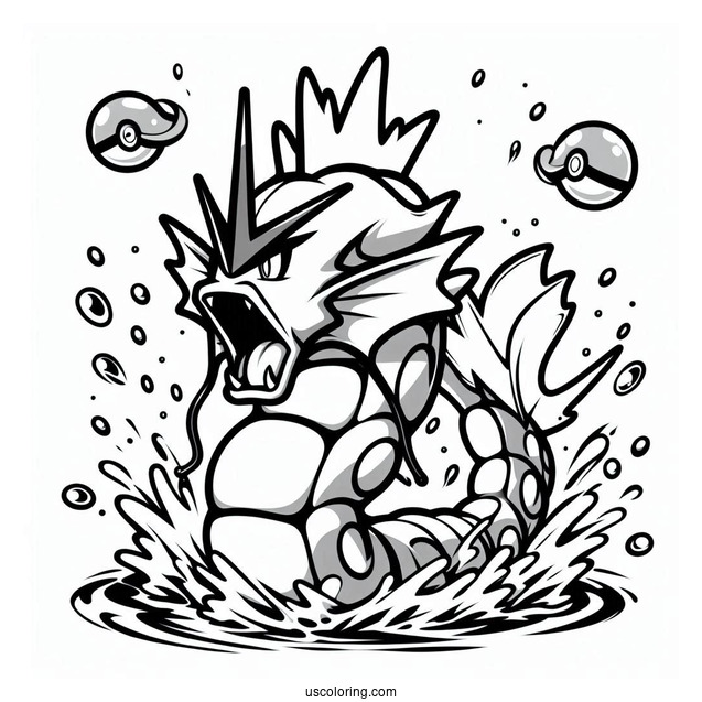 Gyarados Splash Burn Pokemon Card Coloring Page