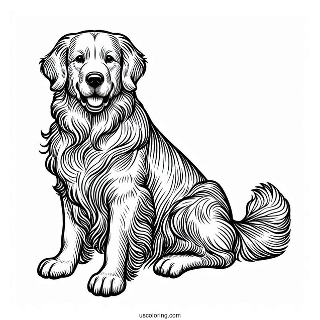 Adult Golden Retriever Coloring Page