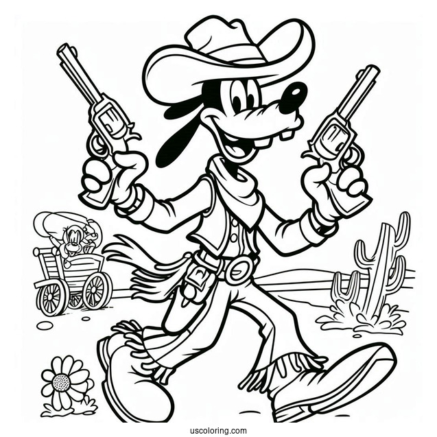 Cowboy Coloring Page Goofy In The Wild West