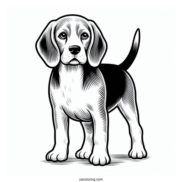 Alert Beagle Coloring Page