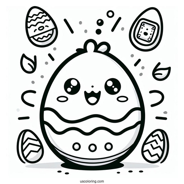 Easy Tamagotchi Coloring Pages Game For Kids