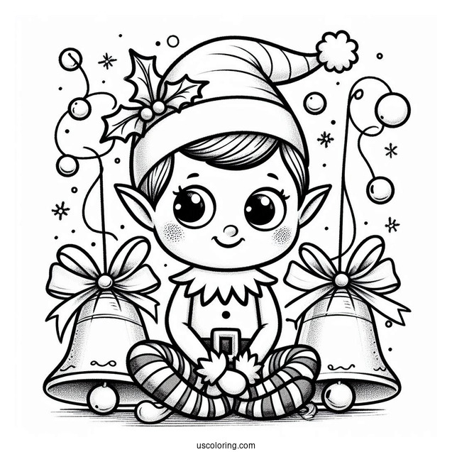 Cute Elf On The Shelf With Christmas Bells