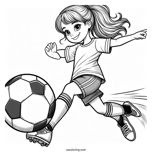 Girl Soccer Player Kicking Ball