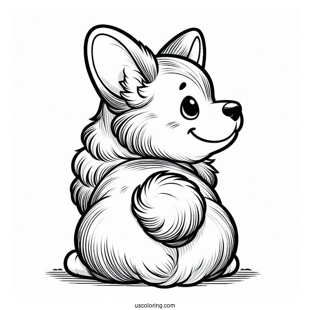Back View Of Cute Corgi