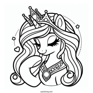 Princess Celestia Coloring Page With A Crown And Necklace