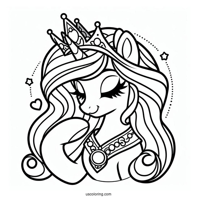 Princess Celestia Coloring Page With A Crown And Necklace
