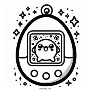 Retro Tamagotchi Coloring Page With Mametchi On The Screen