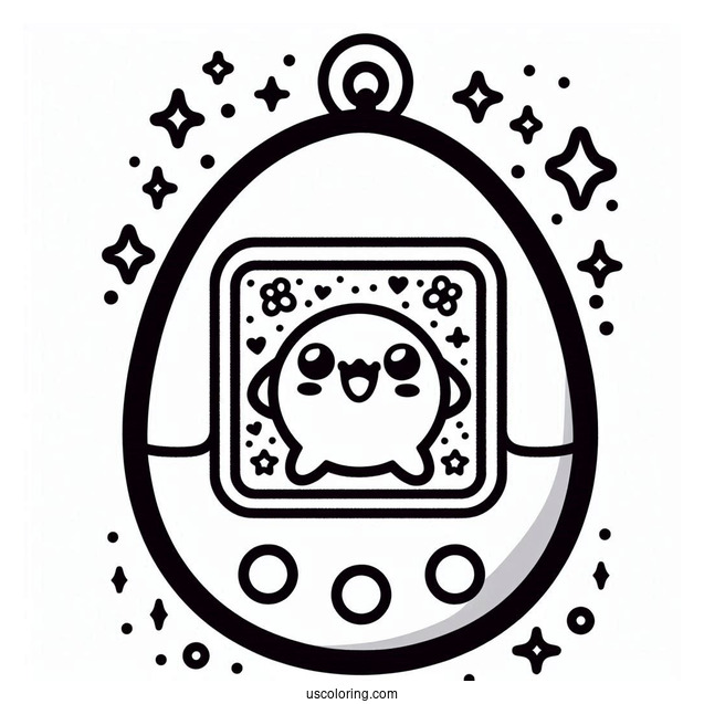 Retro Tamagotchi Coloring Page With Mametchi On The Screen