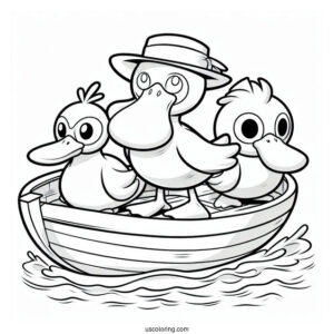 Psyduck Coloring Page On A Boat With Quaxly, Farfetch'd, And Sirfetch'd Ludicolo,