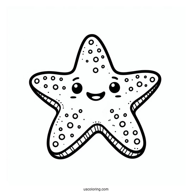 Smiling Cartoon Starfish Coloring Page