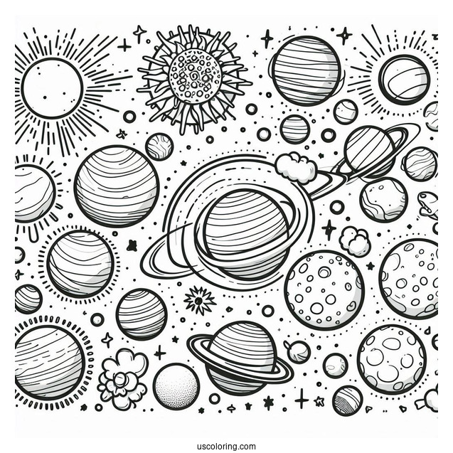 Planets In The Solar System Flash Cards To Color