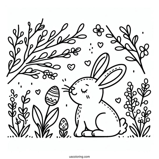 Spring Coloring Page Rabbit Outline Coloring Page For Preschoolers