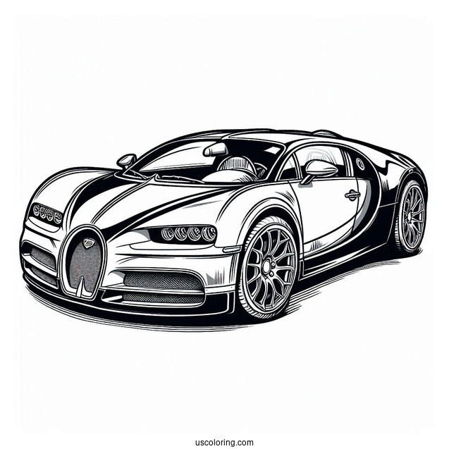 Easy Bugatti Coloring Page Dive For Kids