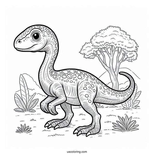 Compsognathus Dinosaur Coloring Sheet For Kids